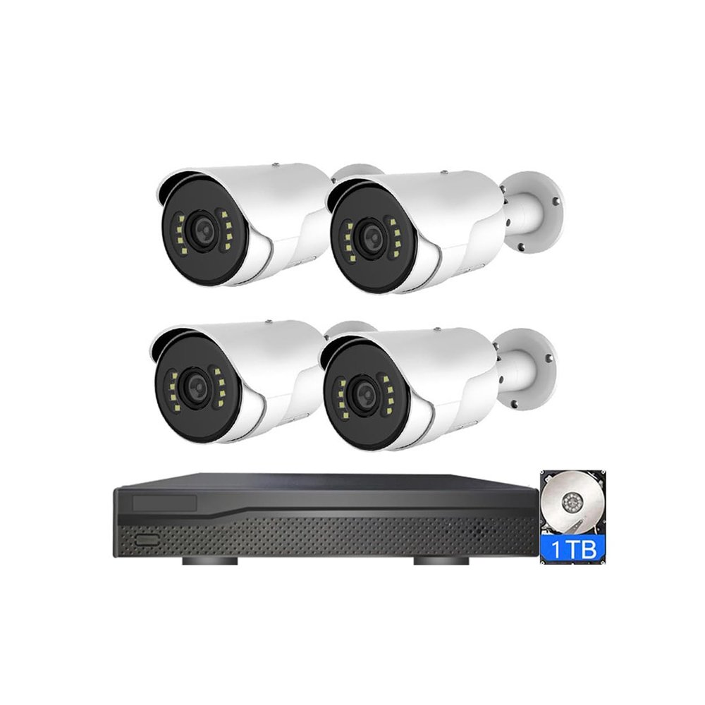 8CH 4K POE Home Security Cameras System with 1T Hard Disk, Outdoor 8MP Plug and Play Surveillance NVR Kit with 2 Way Audio, Color Night Vision, Remote Viewing