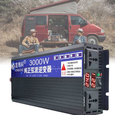 2023 New Pure Sine Wave Power Inverter 3000W/4000W/5000W DC 12/24V to AC 110V/230V Converter with Dual AC Outlets for Motorhomes,Truck,Boat,Camping,Household,Van,3000W-24Vto220V