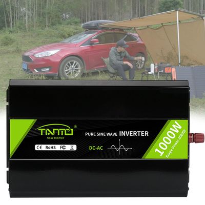 1000W Pure Sine Wave Power Inverter DC 12/24/48V to 110/240V AC Car Converter 2 x AC Outlets and USB Port,with LCD Display & Remote Control for RV Truck Car,24Vto110V
