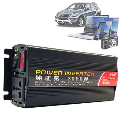 1000W-8000W Pure Sine Wave Inverter DC12/24/48/60V to AC 110/230V/240V Car Power Inverter, Sine Wave Power Inverter,with LED Display & 2 AC Outlets, for Motorhomes,Truck,Camping,Van,2000W-12Vto220V