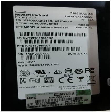 Hewlett Packard Enterprise SSD 240GB 6G LFF SATA MU, P00039-001