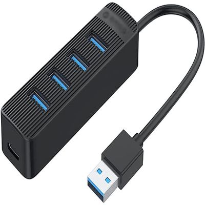 KouRy Docking Station, 4-in-1 USB Docking Station USB 3.0 Hub with Type-C Power Delivery for Laptop, Keyboard, Mouse, Flash Drives, and Mobile HDD (Black)
