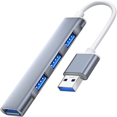 KouRy USB Extender 4-Port Small USB Hub for Pc Laptop 5Gbps Data Transfer for Desktop, USB Flash Drives, Mobile HDD, and More (Grey)