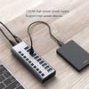 KouRy USB hub 3.0,10-Port USB Hub (7 USB 3.0 Port + 3 Charging Port), USB Splitter with Individual On/Off Switches and LED Light, for Laptop and PC Computer view 4