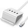 KouRy USB Hub 3.0 with LED Light and Phone Holder,HighSpeed 4-Port USB Hub Splitter for Desktop, Computer Laptop view 1