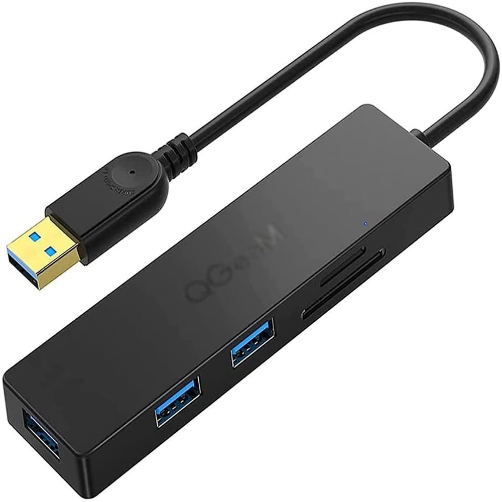 KouRy USB C Hub, 5 in 1 USB Hub Adapter with 3 USB 3.0 Ports, SD/TF Card Reader, USB Splitter for Keyboard, Mouse, Flash Drives (Black)