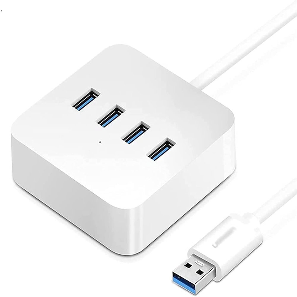KouRy USB Hub,4-in-1 USB 3.0 Data to USB Hub Adapter Compatible with PC, Flash Drive, Mobile HDD and More (White)