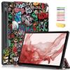Case for Samsung Galaxy Tab S9 Tablet 11 inch 2023 (SM-X710/X716B/X718U), UUcovers Tri-Fold Slim Lightweight Folio Multi-Angle Stand PU Leather Shockproof Cover with Auto Wake/Sleep,Colorful Graffiti view 1