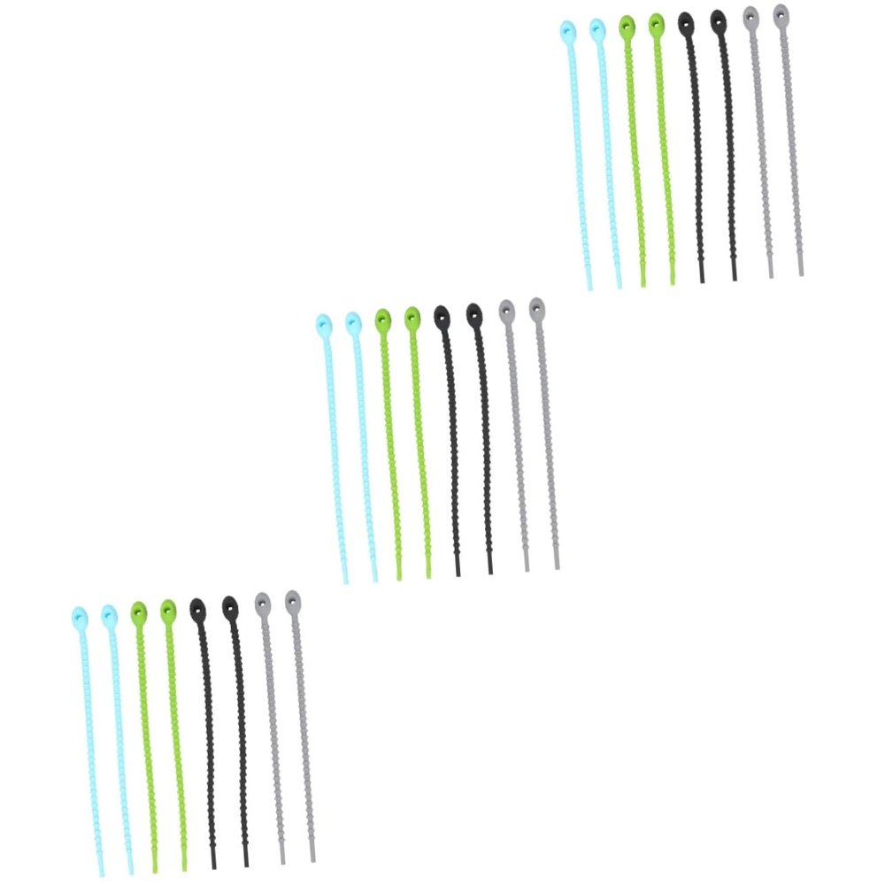 24 Pcs Food Rope Silicone Cable Tie Fastening Wires Ties Vegetable Food Sealing Clip Metal