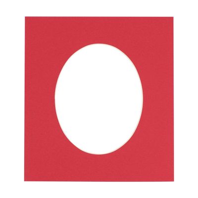 20x28 Mat Bevel Cut for 14x24 Photos - Precut Cardinal Red Oval Shaped Photo Mat Board Opening - Acid Free Matte to Protect Your Pictures - Bevel Cut for Family Photos, Pack of 1 Matboard Show Kit