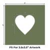 8x8 Mat Bevel Cut for 4x4 Photos - Precut Dill Green Heart Shaped Photo Mat Board Opening - Acid Free Matte to Protect Your Pictures - Bevel Cut for Family Photos, Pack of 1 Matboard Show Kit With view 2