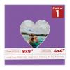 8x8 Mat Bevel Cut for 4x4 Photos - Precut Purple Heart Shaped Photo Mat Board Opening - Acid Free Matte to Protect Your Pictures - Bevel Cut for Family Photos, Pack of 1 Matboard Show Kit With Acid view 1