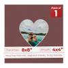 8x8 Mat Bevel Cut for 4x4 Photos - Precut Maroon Heart Shaped Photo Mat Board Opening - Acid Free Matte to Protect Your Pictures - Bevel Cut for Family Photos, Pack of 1 Matboard Show Kit With Acid view 1