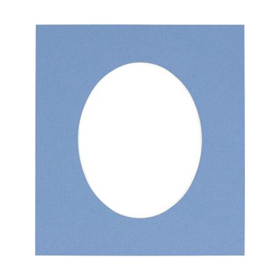 16x22 Mat Bevel Cut for 12x19 Photos - Precut Brittany Blue Oval Shaped Photo Mat Board Opening - Acid Free Matte to Protect Your Pictures - Bevel Cut for Family Photos, Pack of 1 Matboard Show Kit