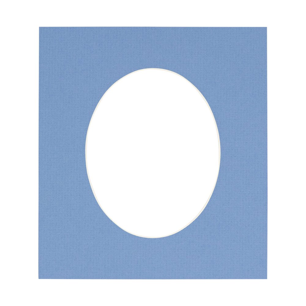 16x22 Mat Bevel Cut for 12x19 Photos - Precut Brittany Blue Oval Shaped Photo Mat Board Opening - Acid Free Matte to Protect Your Pictures - Bevel Cut for Family Photos, Pack of 1 Matboard Show Kit