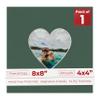 8x8 Mat Bevel Cut for 4x4 Photos - Precut Hunter Green Heart Shaped Photo Mat Board Opening - Acid Free Matte to Protect Your Pictures - Bevel Cut for Family Photos, Pack of 1 Matboard Show Kit With view 1