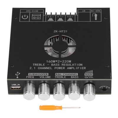Vomeko 2.1 Channel Subwoofer Amplifier Board - 100W Power Amplifier Board with Volume Control for Home Theater and Stereo Audio Power Board ZK HT21 Power Amplifier Board
