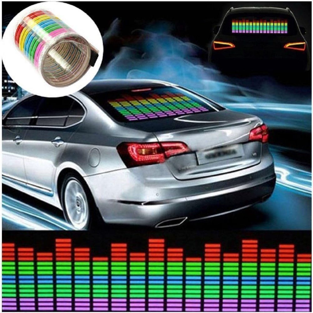 AMZSTAR Sound Music Beat Activated Car Stickers Equalizer Glow LED Light Audio Voice Rhythm Lamp LED Flash Lights (Multicolor-80x19cm)