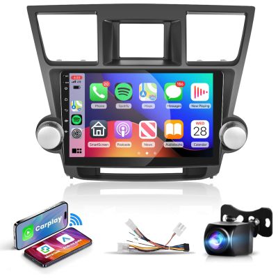 10.1inch HD 2.5D IPS Touch Screen Bluetooth Car Radio for 2008-2014 Toyota Highlander with Wireless CarPlay Android Auto Mirrorlink, Podofo Android Stereo with GPS WiFi AHD Rear Camera, 2G+64G