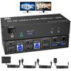 8K USB 3.0 Displayport KVM Switch 2 Monitors 2 Computers 8K@60Hz 4K@144Hz, Dual Monitor Displayport 1.4 KVM Switches with Audio Microphone Output and 3 USB 3.0 Ports, DP Switch for 2 PCs 2 Monitors view 1