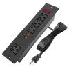 Desktop Recessed Power Strip USB C (Fast Charge 20W),Mounted Desk Plug in Extension Cord 4 Outlets (1 Extra Wide Space) w 3 USB Ports (w Switch) for Conference Counter Table Couch. view 1