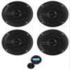 Rockville MS40B Bundle: (4) Black 4-in 200 Watt Compact Marine Boat Speakers, RGHR2 Gauge Hole Receiver with Bluetooth, USB, Radio, and Wired Remote, Waterproof Audio System, 5-Items view 1