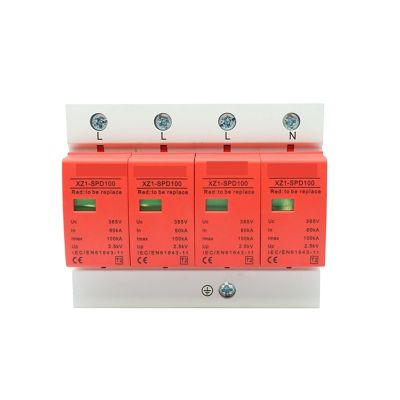 1Pcs Surge Protector AC SPD80/100 Device Arrester Power Switch Individual Module 4P 40KA-80KA 60KA-100KA (Size : 4P 385V AC, Color : 60-100KA(Red))