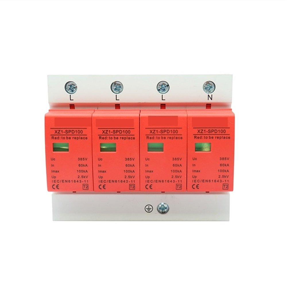 1Pcs Surge Protector AC SPD80/100 Device Arrester Power Switch Individual Module 4P 40KA-80KA 60KA-100KA (Size : 4P 385V AC, Color : 60-100KA(Red))