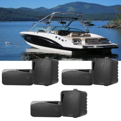 Rockville (6) HP4S BK Black 4" Outdoor/Indoor Swivel Wall Mount Home Speakers