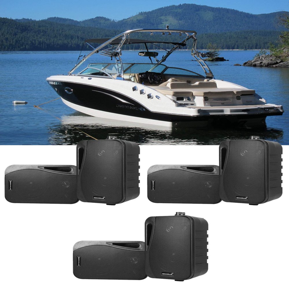Rockville (6) HP4S BK Black 4" Outdoor/Indoor Swivel Wall Mount Home Speakers