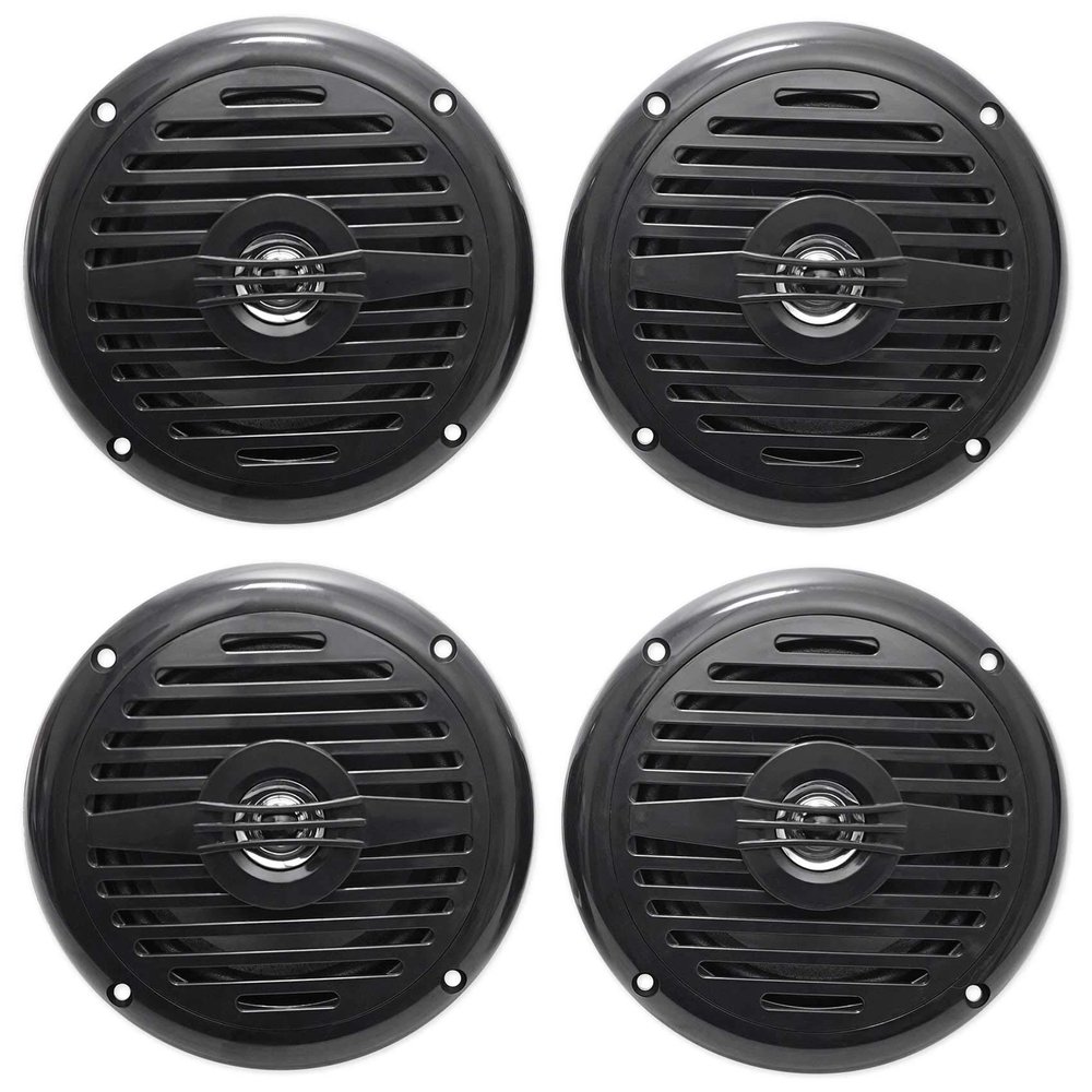 Rockville MS525B Pairs 5.25" 2-Way 400W Peak/200W RMS 4-Ohm Waterproof Marine Boat Speakers, Polypropylene Cone, Anti-UV ABS Grill, Black Finish, 2-Piece