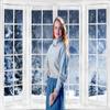 Leowefowa 12x6ft Vinyl Winter Christmas Window Backdrop - Snow Forest Glitter Xmas Snowflake Background - Baby Shower Birthday Party Holiday Decor Photo Studio Props view 2