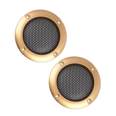 Unifizz Car 2pcs Cover 2.5" Mesh Protector Car Speaker Cover Gold Tone Woofer Subwoofer Grill