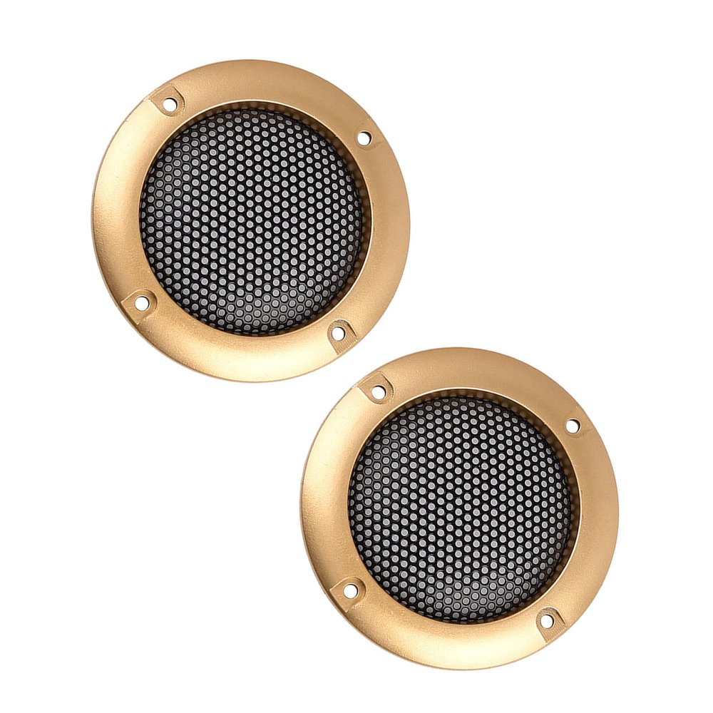 Unifizz Car 2pcs Cover 2.5" Mesh Protector Car Speaker Cover Gold Tone Woofer Subwoofer Grill