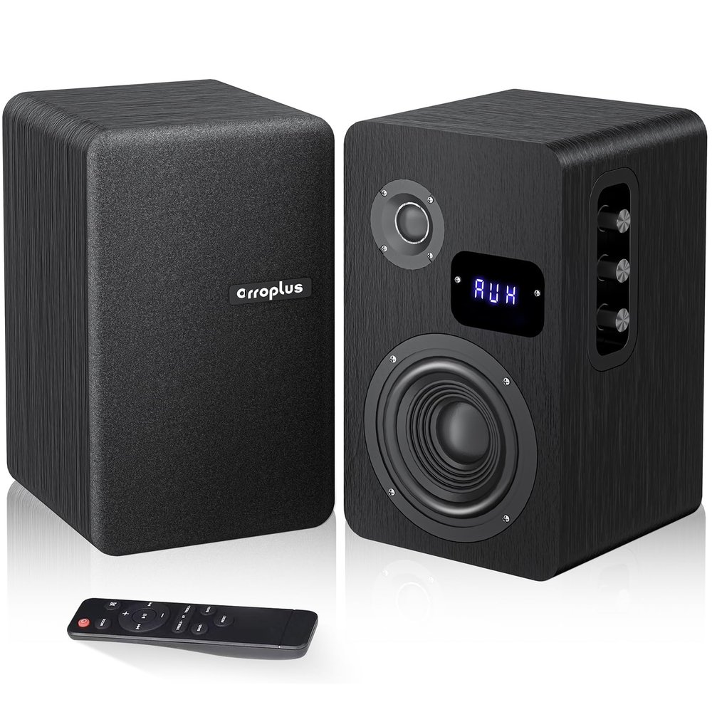 Orroplus Active Bookshelf Speakers, 80W Powered TV Speakers Wired with 4 Inch Woofer, Vinyl Record Player Speakers With Optical/ARC/RCA/AUX/BT Input, HiFi Home Stereo Speakers for Turntable Desktop PC