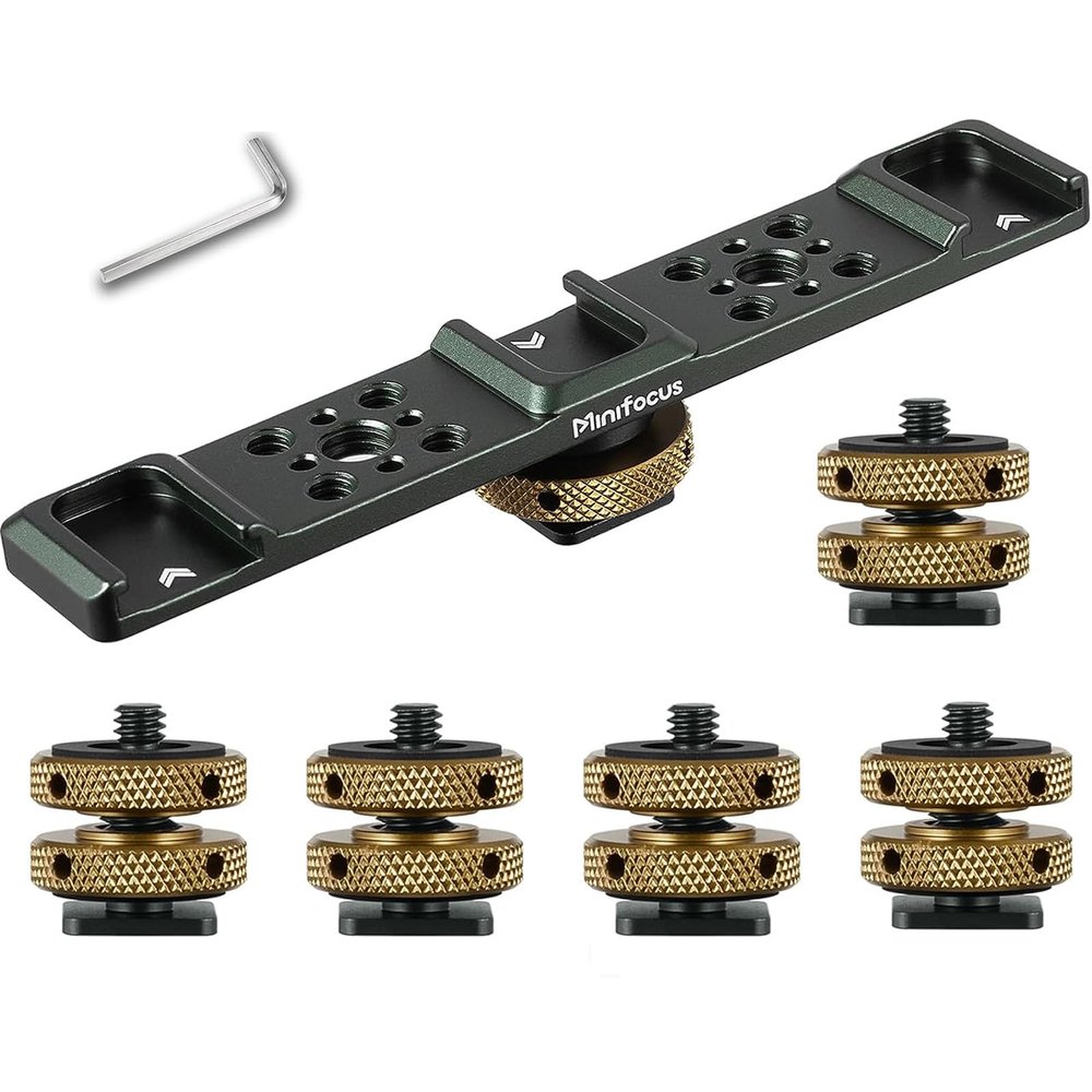 MINIFOCUS Triple Cold Shoe Extension Bar & Camera Hot Shoe Mount Adapter