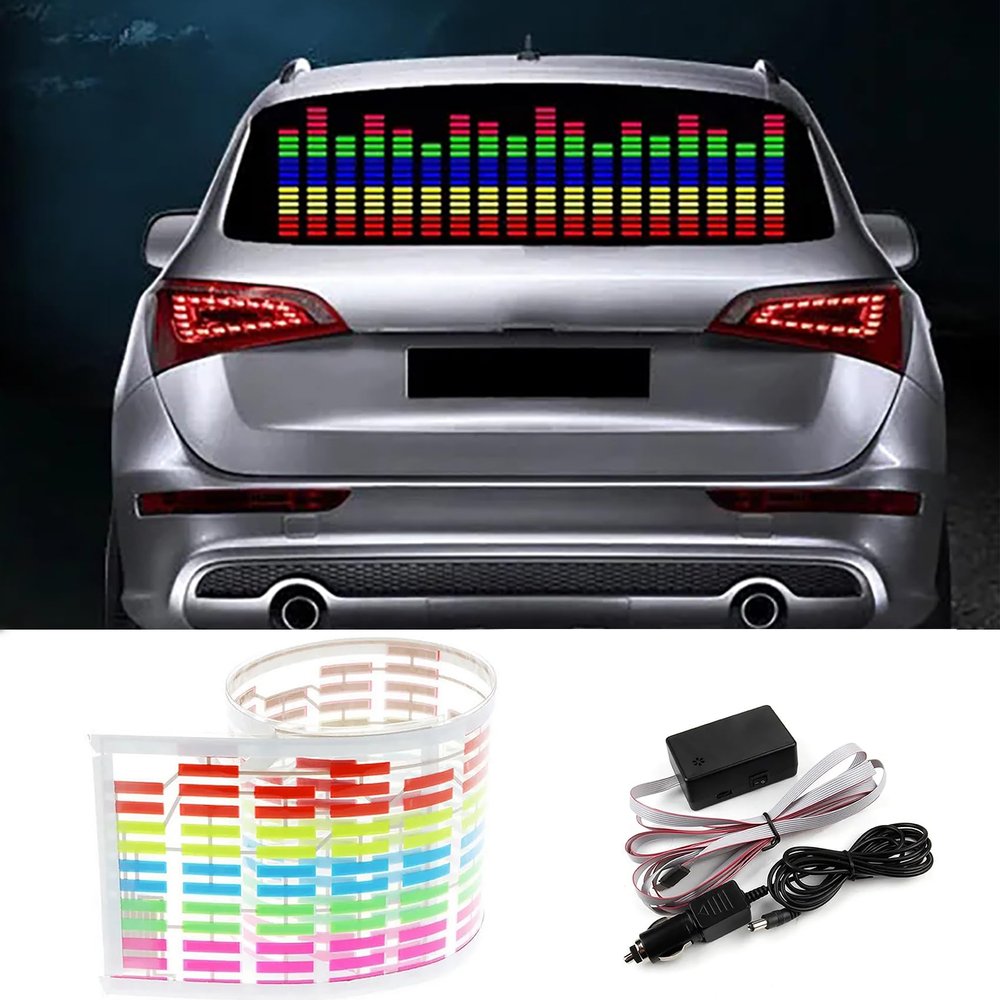 keeda Sound Music Activate Sensor Car Auto Sticker LED Light Equalizer Glow LED Light Audio Voice Rhythm Lamp (Multicolor, 90x25 cm)