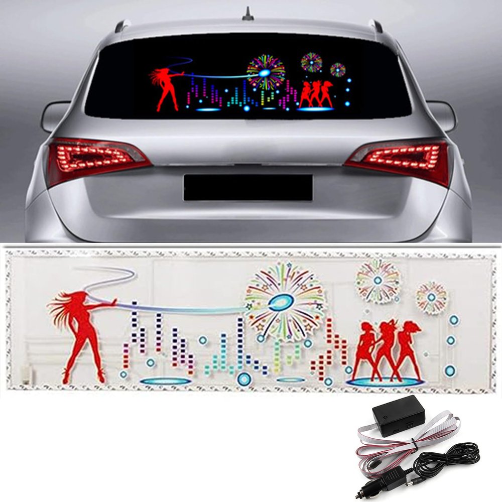keeda Sound Music Activate Sensor Car Auto Sticker LED Light Equalizer Glow LED Light Audio Voice Rhythm Lamp (Firework, 90x25 cm)
