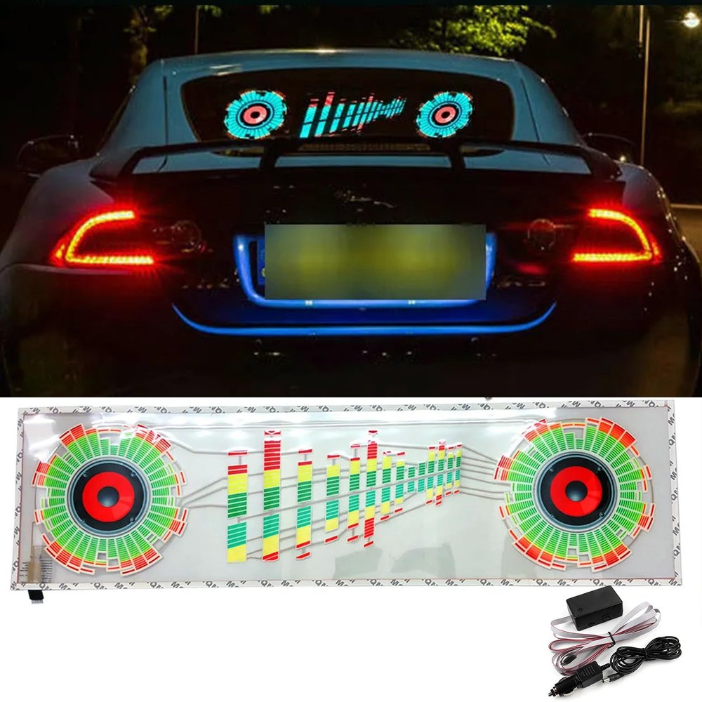 keeda Sound Music Activate Sensor Car Auto Sticker LED Light Equalizer Glow LED Light Audio Voice Rhythm Lamp (Trumpet, 90x25 cm)