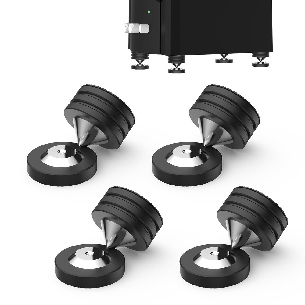 4 Pcs Speaker Feet Isolation Pads POM Spike Stand Subwoofer Feet with Stainless Steel Speaker Pads for Vibration Damping,HiFi Speakers,Audio Amplifiers,DAC and CD Player (49X35mm, Speaker Feet Pads)