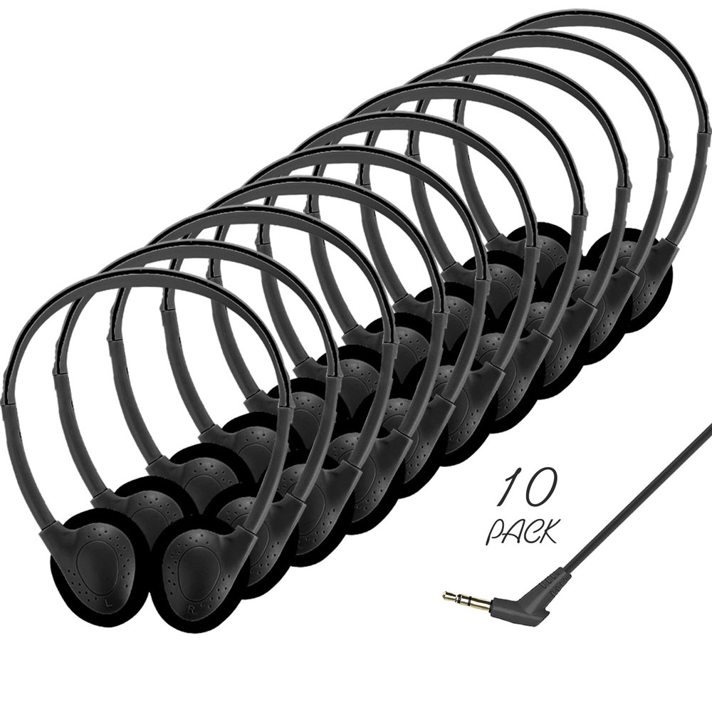 Ladont Kids Headphones Bulk for School Classroom 10 Pack, Wired On-Ear Classroom Headphones for Students Children Toddler Boys Girls Teen(Black)