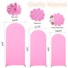 PATYDEST Wedding Arch Cover Pink Arch Backdrop Covers Set of 3 Arches Backdrop Stand Covers Spandex Fitted Round Balloon Arch Cover for Metal Arch Frame Baby Shower Birthday Garden Party 6ft 5ft 4ft view 2