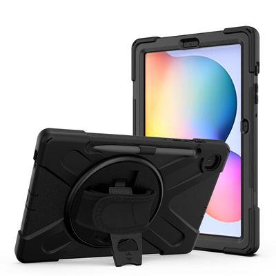 BLCshine Case for Samsung Galaxy Tab S6 Lite 10.4 inch 2022/2020 (SM-P613/P619/P610/P615), Heavy Duty Shockproof Rugged Protective Case with 360 Rotatable KickstandHand/Shoulder Strap - Black
