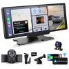 Wireless Portable Carplay Screen for Car - 10.26Inch Carplay & Android Auto Car Touch Stereo, with 4K Dash Cam, Backup Camera,Bluetooth,GPS Navigation view 1