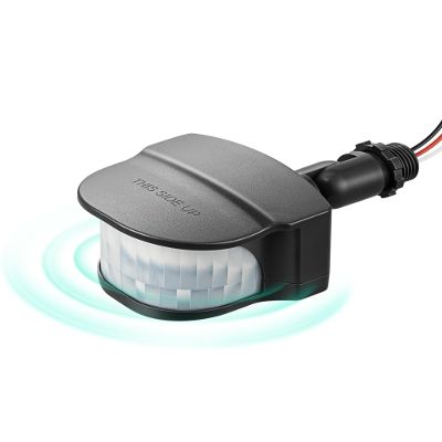 EDISHINE 240 Degree Motion Sensor, Replacement Motion Detector for Outdoor Lights, Adjustable Time & Detection Range Up to 60FT, 3 Modes PIR Motion Sensor for Floodlight, Black, UL Listed