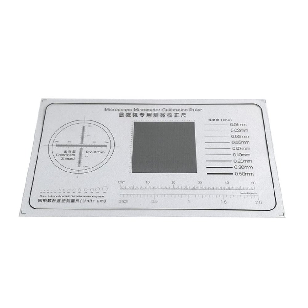 VAKUUM Lab Microscope Slides Microscope Micrometer Calibration Ruler Transparent Film PET Round-Shaped Measuring Tape Line Microscope Parts