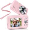 Digital Camera, FHD 1080P 44MP Kids Camera with Neck Lanyard 32GB Card, Point Shoot Cameras, 16X Zoom Anti-Shake Time Stamp, Compact Portable Small Camera for Kid Teen Student Girl Boy Starter(Pink) view 1