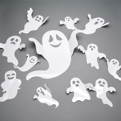 24pc Halloween Ghost Wall Stickers - 3D Reusable Decals for Indoor/Outdoor Windows & Rooms - Spooky Party Decorations