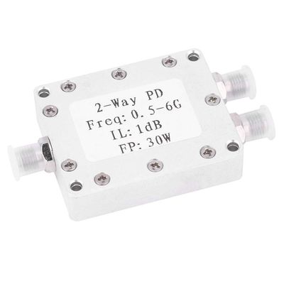 0.5-6GHz 30W RF Power Splitter 2-Way Power Divider Module for Wireless Communication CNC Aluminum Alloy Housing