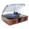 KouRy High Fidelity Belt Drive Turntable with Built-in Speakers, Vinyl Record Player with Magnetic Cartridge, Wireless Playback and Aux-in Functionality, Brown view 1